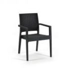 Black plastic outdoor chair on white background