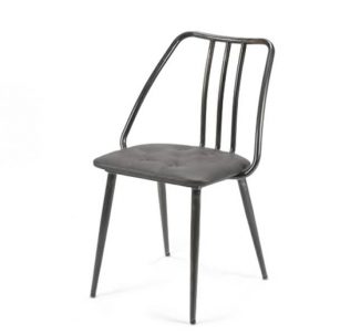 Industrial side chair with upholstered seat pad
