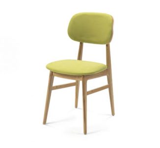 Chaise en bois, assise et dossier couleur vert