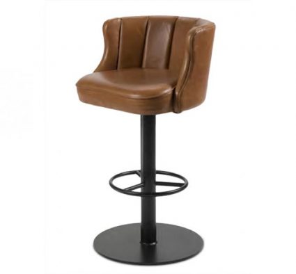 Memphis Barstool Leather Swivel, Brown Leather Bar Stools No Back