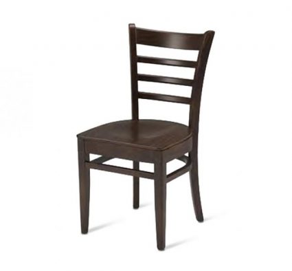 Beech side chair with upholstered seat pad - brown front view
