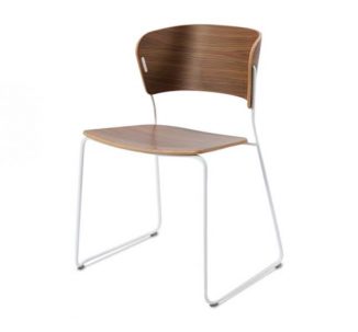 A classy sled base chair with bent ply formed shell back and seat