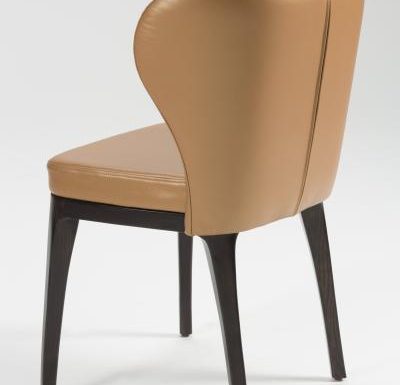 Fine dining chair upholstered seat and back brown rear view