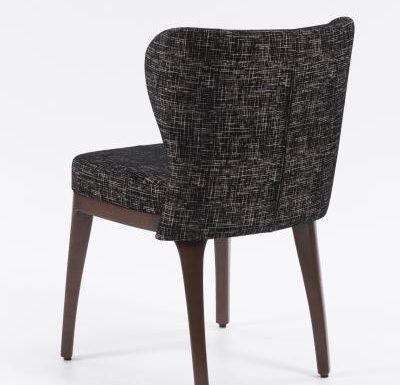 Fine dining chair upholstered seat and back black rear view