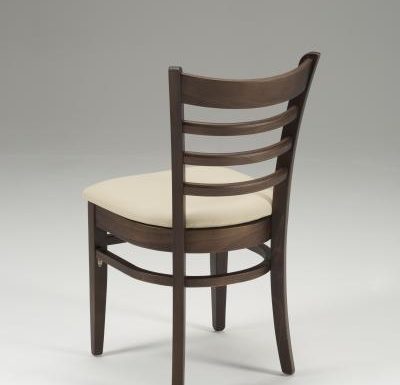 Beech side chair with upholstered seat pad beige rear view